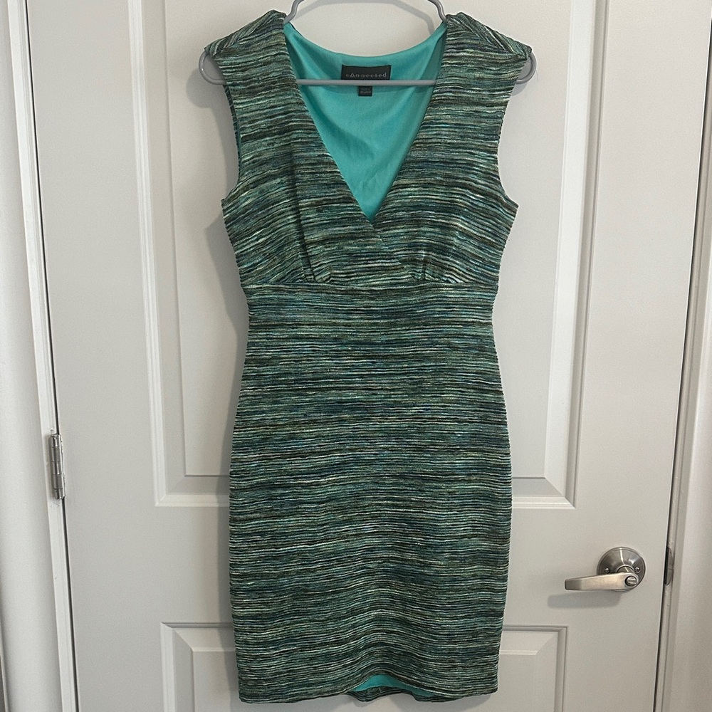 Teal Mixed Striped Knit Dress